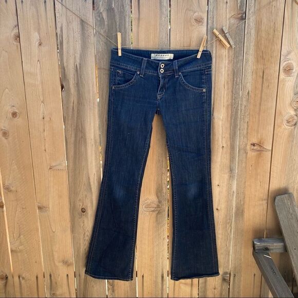 Vintage Y2K Hudson low rise Blue Dark Rinse Signature Wash Boot Cut Jeans sz 26 - Picture 12 of 12